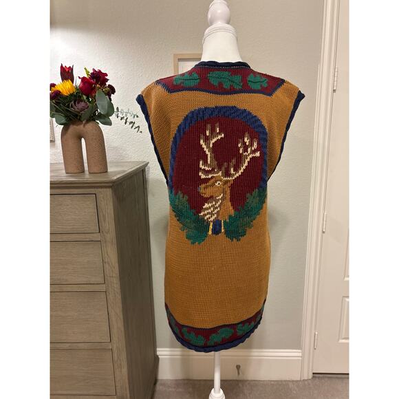 Traditional Trading Co | Vintage Deer Knit Button Front Vest | Small - Picture 11 of 14